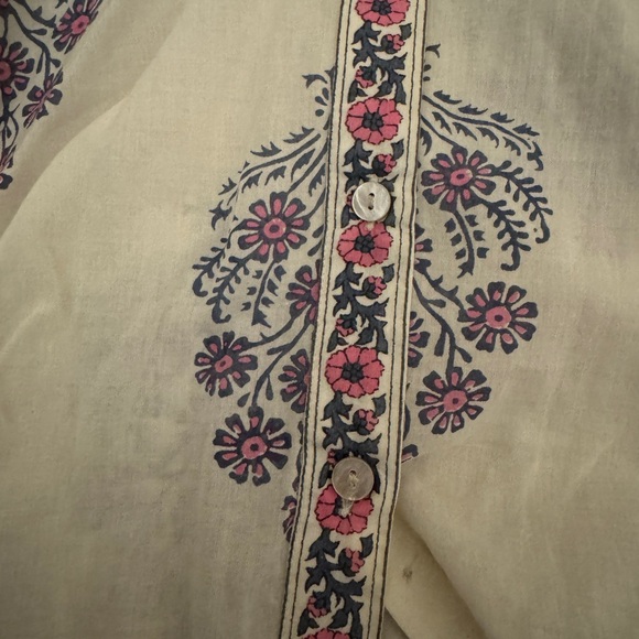 Alix Of Bohemia Cream and Purple Button Down Shirt - Picture 2 of 4